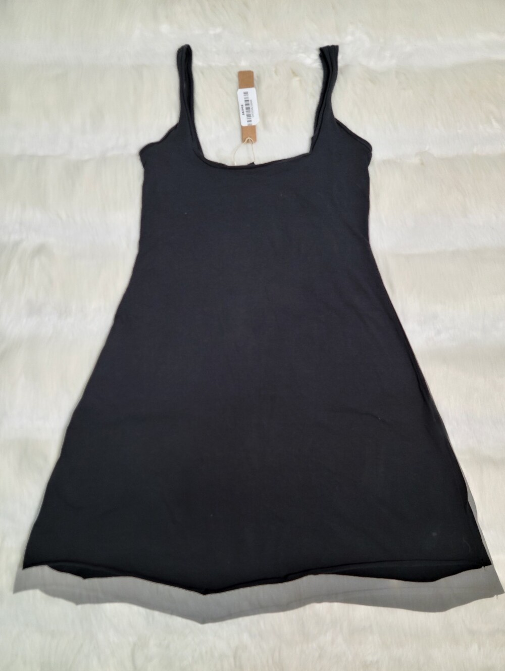 SKIMS Cotton Jersey Mini Dress Black Soot XS NEW